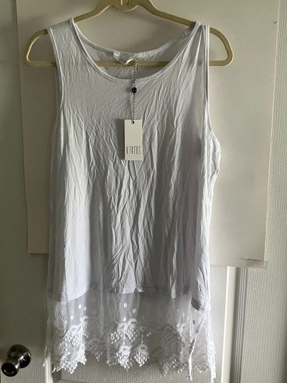 Kaktus Tunic Top/Shirt Womens Size X Large White Mesh/Lace BoHo New with Tags
